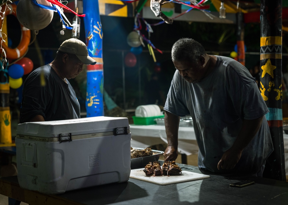 Peleliu locals welcome all MCED-Palau Marines and Sailors to the island