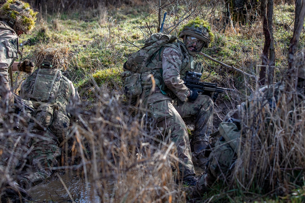 Royal Military Academy Sandhurst Officer Cadets train at Grafenwoehr Training Area