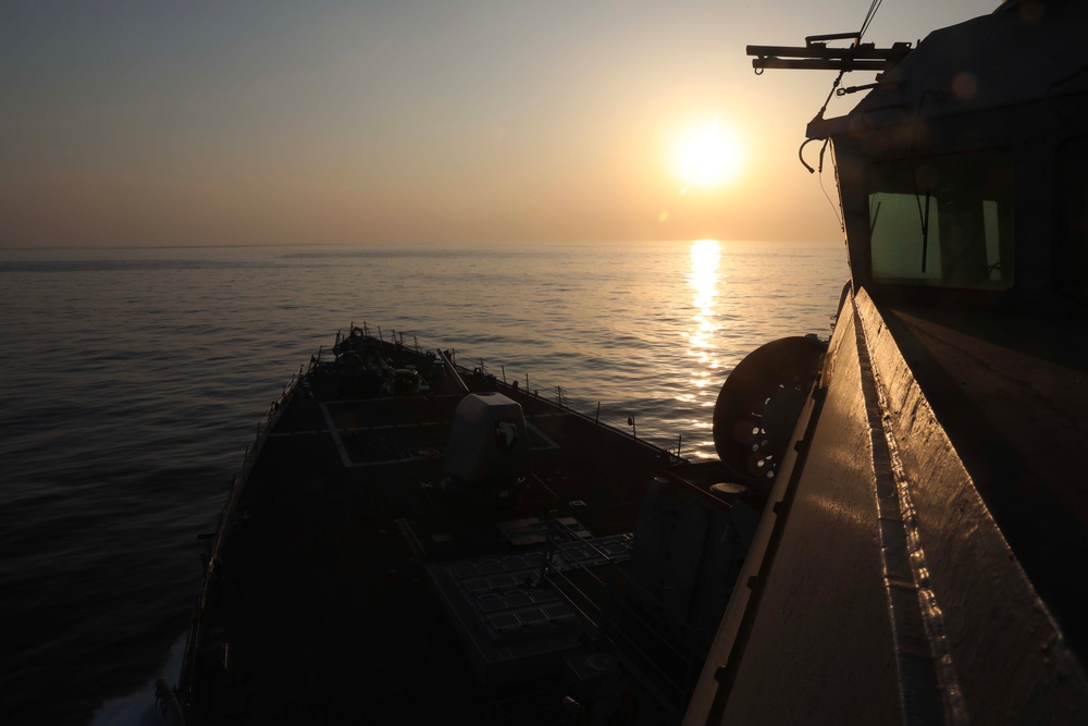 USS Milius (DDG 69) Steams in the Sea of Japan