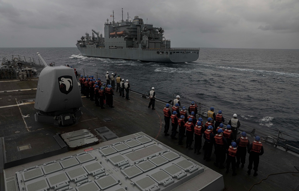 USS Milius (DDG 69) Conducts Underway Replenishment with USNS Cesar Chavez (T-AKE 14)