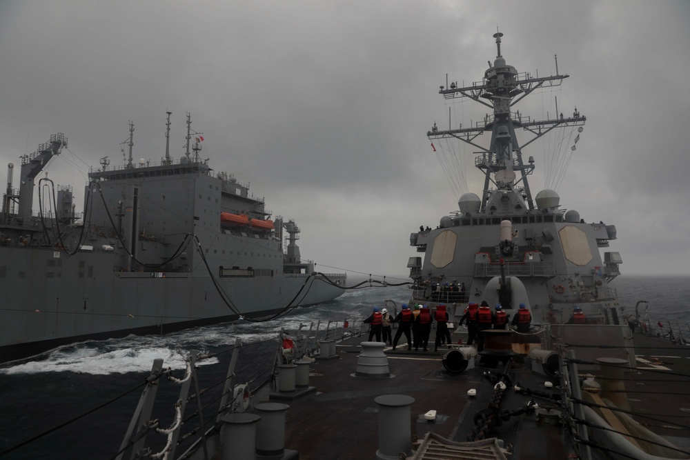 USS Milius (DDG 69) Conducts Underway Replenishment with USNS Cesar Chavez (T-AKE 14)