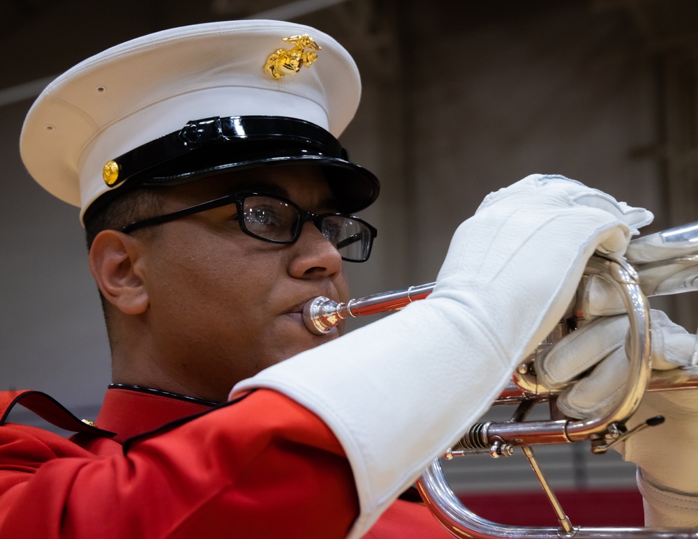 Marines of the Battle Color Detachment, Marine Barracks Washington, continue the west coast tour performing for students at Whitworth University, Spokane Washington.