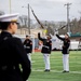 Marines of the Battle Color Detachment, Marine Barracks Washington, perform for students at Chief Sealth International High School, Seattle Washington.