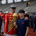 Marines of the Battle Color Detachment, Marine Barracks Washington, perform for students at Chief Sealth International High School, Seattle Washington.