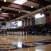 Marines of the Silent Drill Platoon, Marine Barracks Washington, performed for students at Silas High School in Tacoma, Washington.