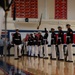 Marines of the Silent Drill Platoon, Marine Barracks Washington, performed for students at Silas High School in Tacoma, Washington.