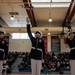 Marines of the Silent Drill Platoon, Marine Barracks Washington, performed for students at Silas High School in Tacoma, Washington.