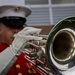 Marines with “The Commandant’s Own,” U.S. Marine Drum &amp; Bugle Corps, Marine Barracks Washington, perform during a Washington State Huskies baseball game, at Washington State University, Seattle Washington.