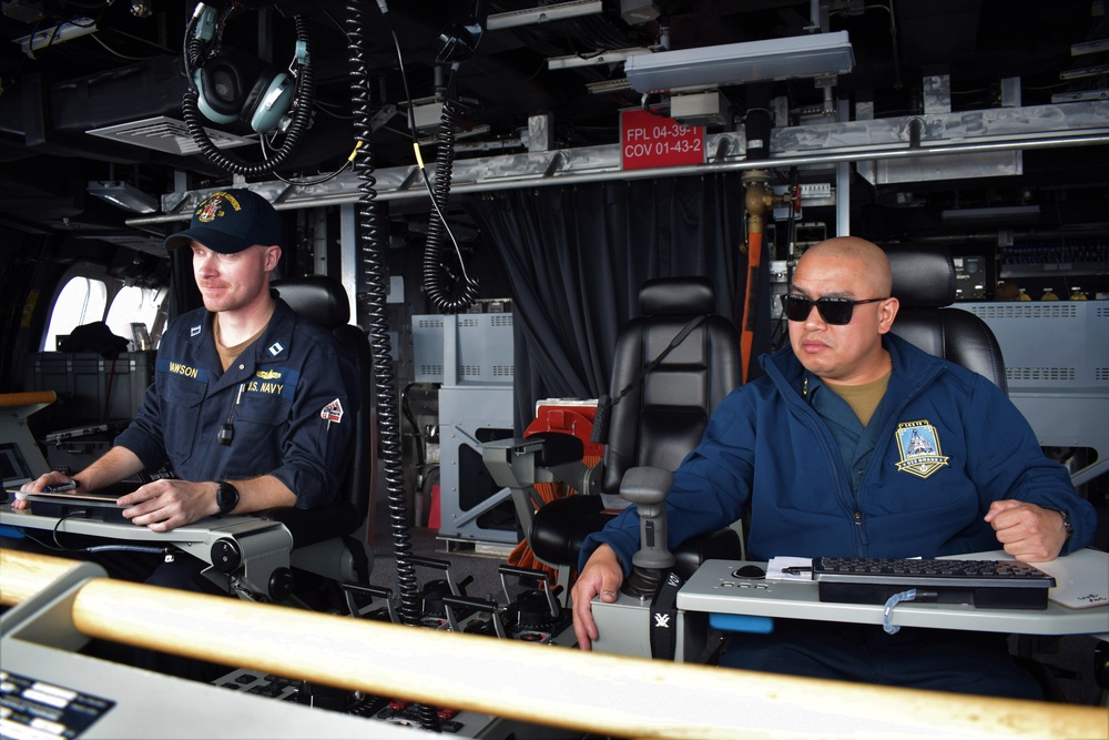 USS Montgomery (LCS 8) Sailors Stand Watch