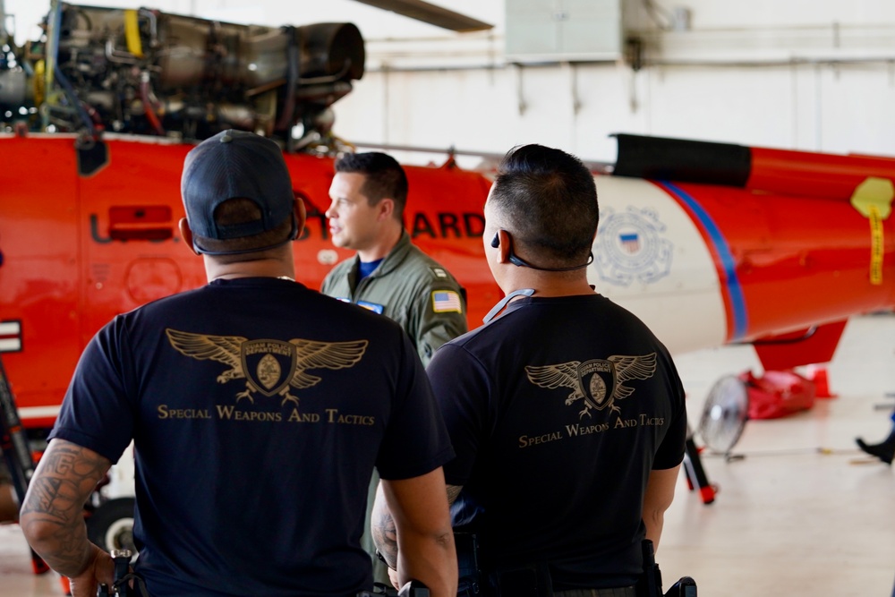 U.S. Coast Guard aircrew conducts engagement with Guam Police Department