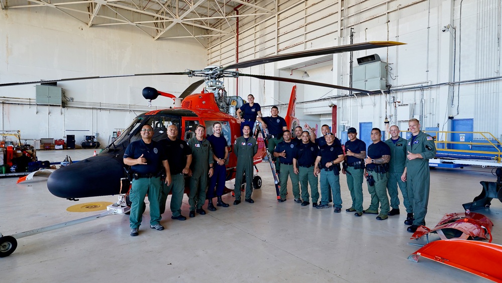 U.S. Coast Guard aircrew conducts engagement with Guam Police Department