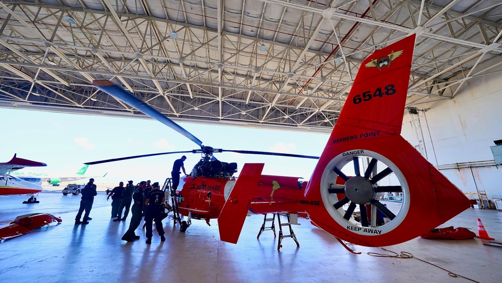 U.S. Coast Guard aircrew conducts engagement with Guam Police Department