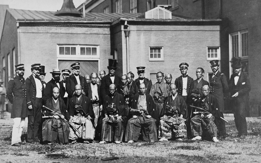 The Japanese Embassy with naval officers at the Washington Navy Yard in 1860
