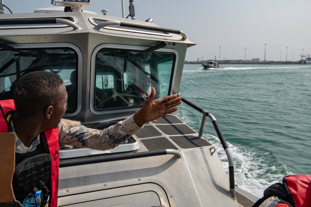 U.S. Navy and Coast Guard members partner with Djiboutian Coast Guardsmen to execute the final Cutlass Express 2023 event