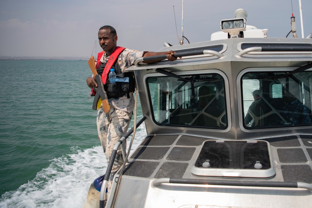 U.S. Navy and Coast Guard members partner with Djiboutian Coast Guardsmen to execute the final Cutlass Express 2023 event