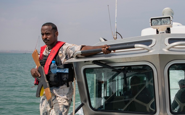 U.S. Navy and Coast Guard members partner with Djiboutian Coast Guardsmen to execute the final Cutlass Express 2023 event