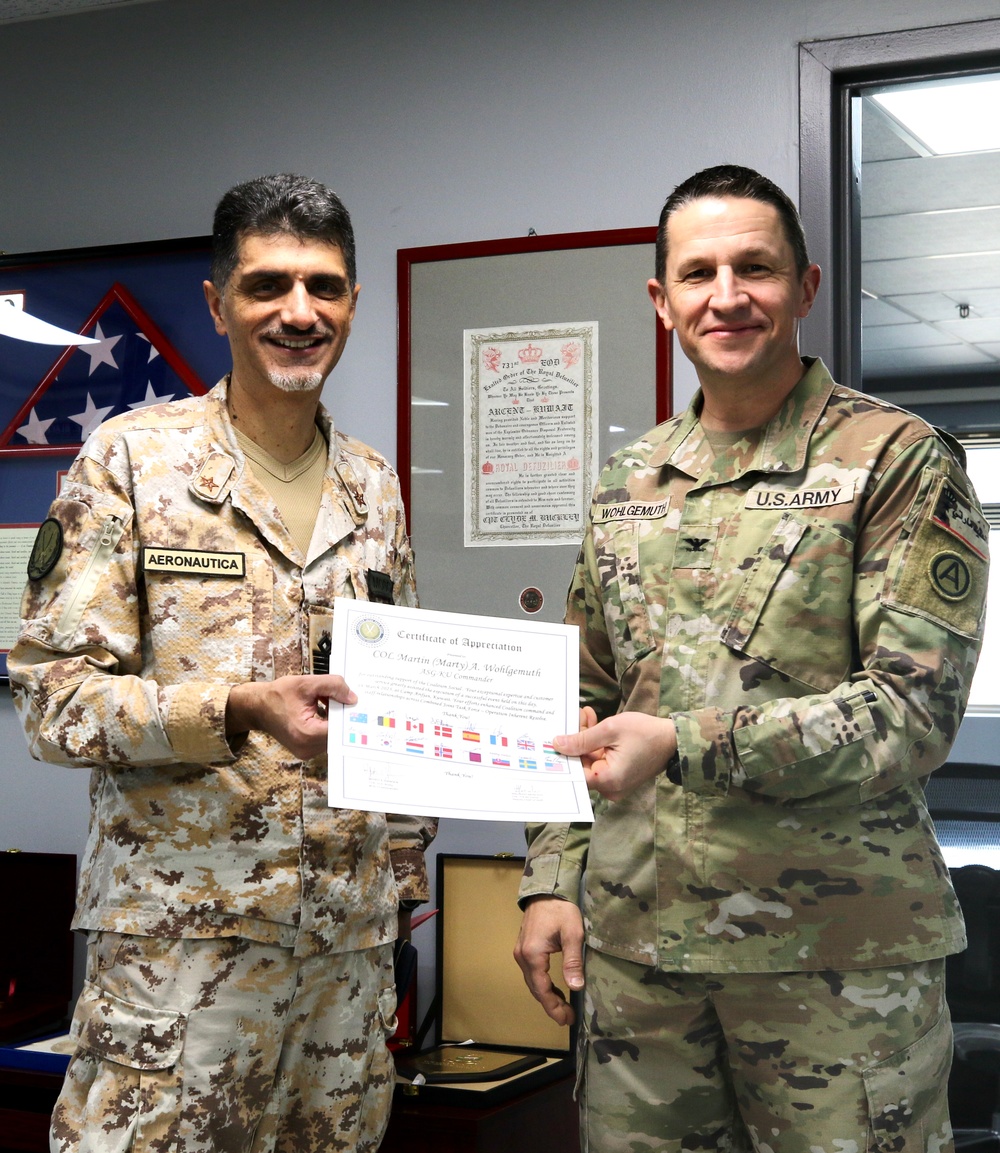 ASG-KU Commander Awarded Coalitions Force Certificate of Appreciation