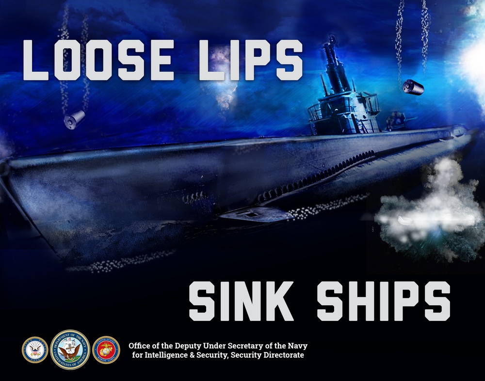 Vintage Loose Lips Might Sink Ships WWII Propaganda Poster | A4 UK Print