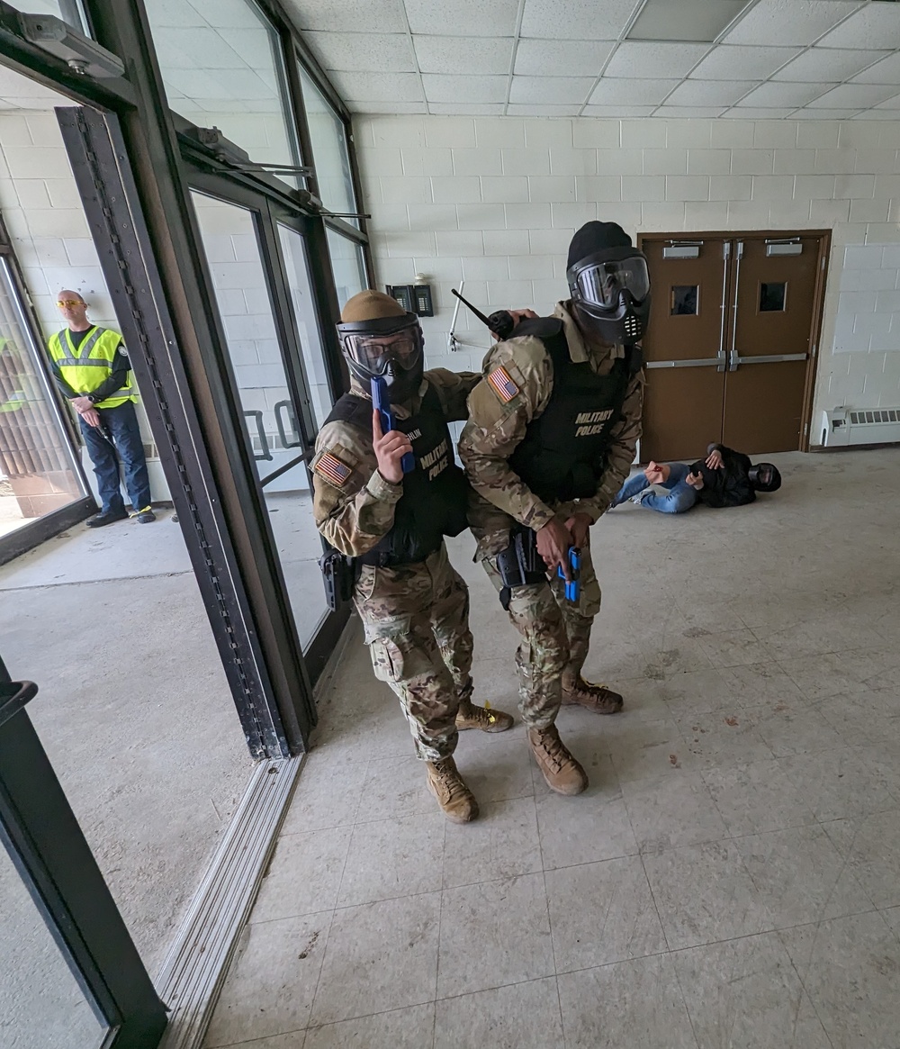 Fort Drum MPs train with fire, emergency services personnel on active shooter drills at Mountain Guardian Academy