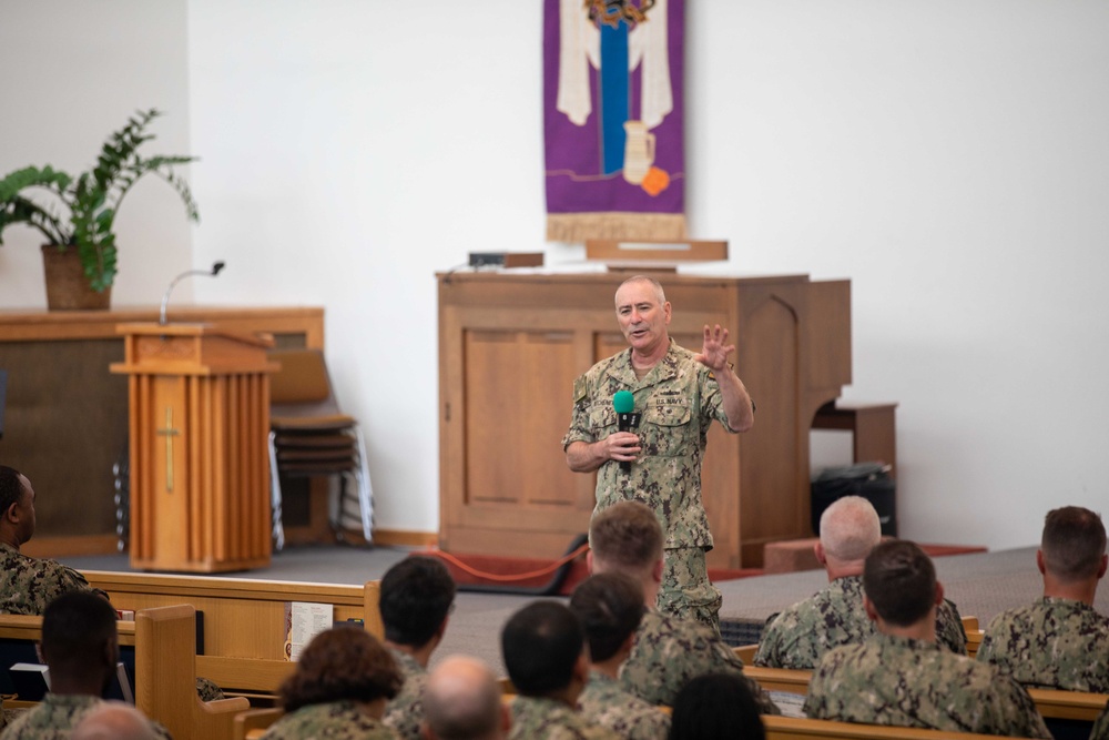 Vice Admiral Kitchener Speaks During All Hands Call At Pearl Harbor