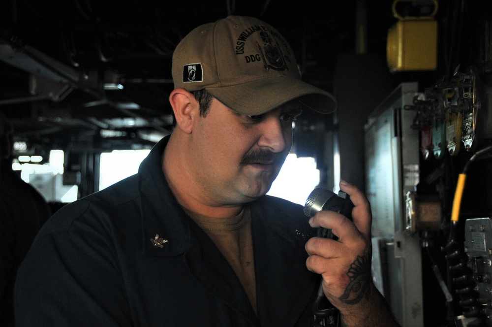 USS William P. Lawrence (DDG 110) Sailor Stands Watch