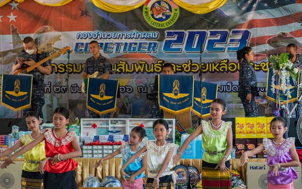 U.S. Air Force participates in civic action engagement alongside Royal Thai Air Force and Republic of Singapore Air Force during Exercise Cope Tiger 23