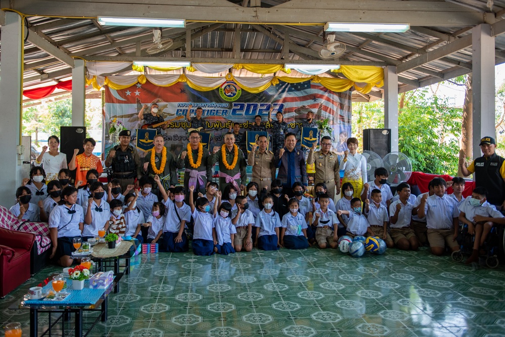 U.S. Air Force participates in civic action engagement alongside Royal Thai Air Force and Republic of Singapore Air Force during Exercise Cope Tiger 23