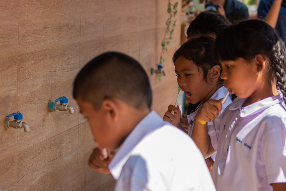 U.S. Air Force participates in civic action engagement alongside Royal Thai Air Force and Republic of Singapore Air Force during Exercise Cope Tiger 23