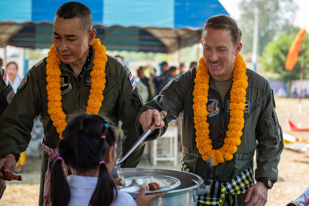 U.S. Air Force participates in civic action engagement alongside Royal Thai Air Force and Republic of Singapore Air Force during Exercise Cope Tiger 23