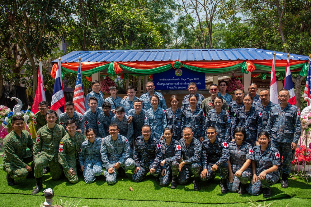 U.S. Air Force participates in civic action engagement alongside Royal Thai Air Force and Republic of Singapore Air Force during Exercise Cope Tiger 23