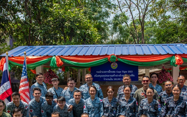 U.S. Air Force participates in civic action engagement alongside Royal Thai Air Force and Republic of Singapore Air Force during Exercise Cope Tiger 23