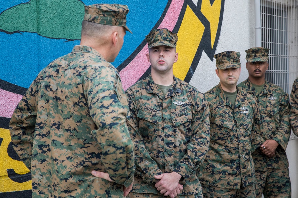 1st MAW CG coins Corpsman for saving a life