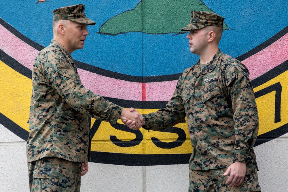 1st MAW CG coins Corpsman for saving a life