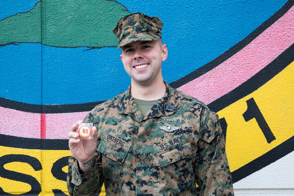 1st MAW CG coins Corpsman for saving a life