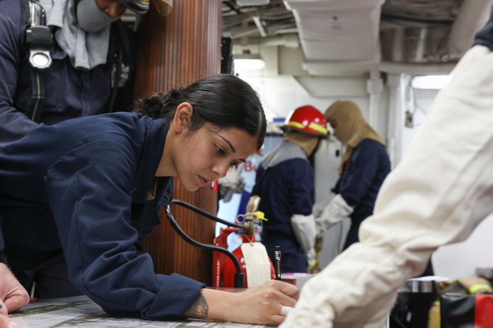 USS Ramage (DDG 61) general quarters drill