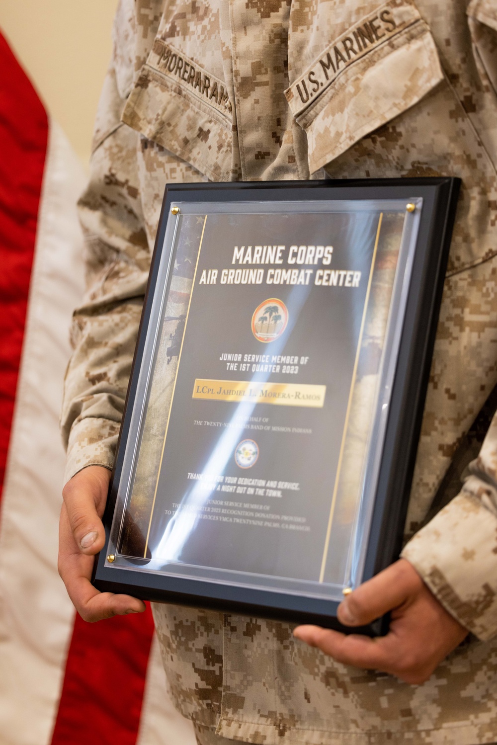 ASYMCA honors MCAGCC Service Member of the Quarter