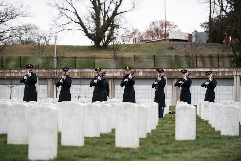 Military Funeral Honors with Funeral Escort are Conducted for U.S. Army Pfc. Francis P. Martin in Section 81