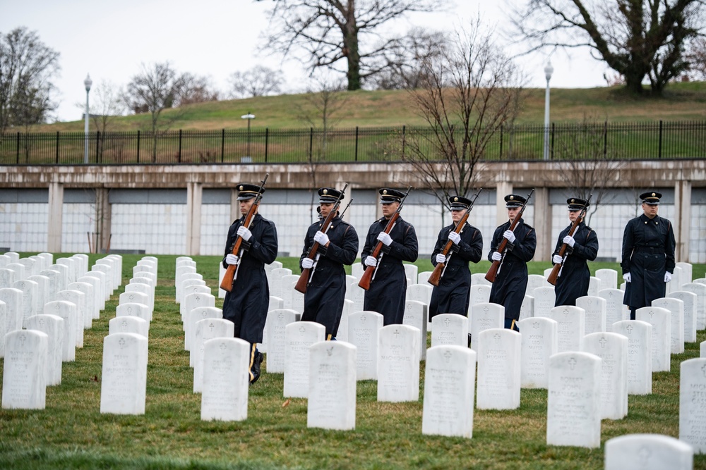 Military Funeral Honors with Funeral Escort are Conducted for U.S. Army Pfc. Francis P. Martin in Section 81