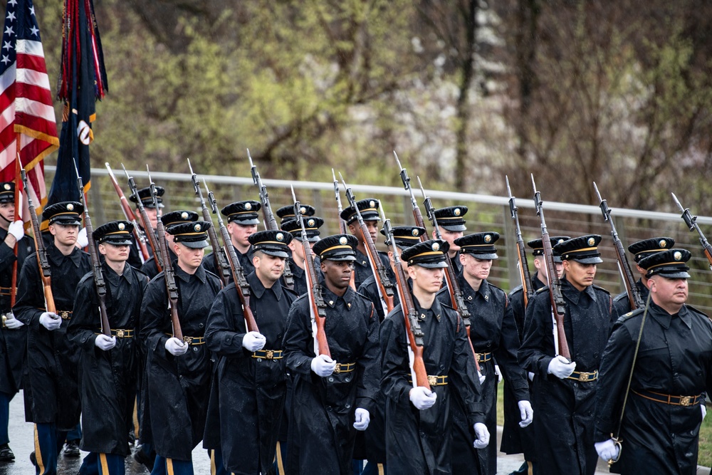 Military Funeral Honors with Funeral Escort are Conducted for U.S. Army Pfc. Francis P. Martin in Section 81