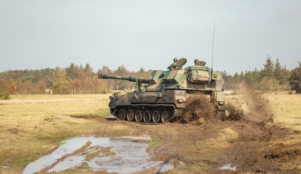 Polish soldiers Maneuver the AHS Krab during Dynamic Front 23