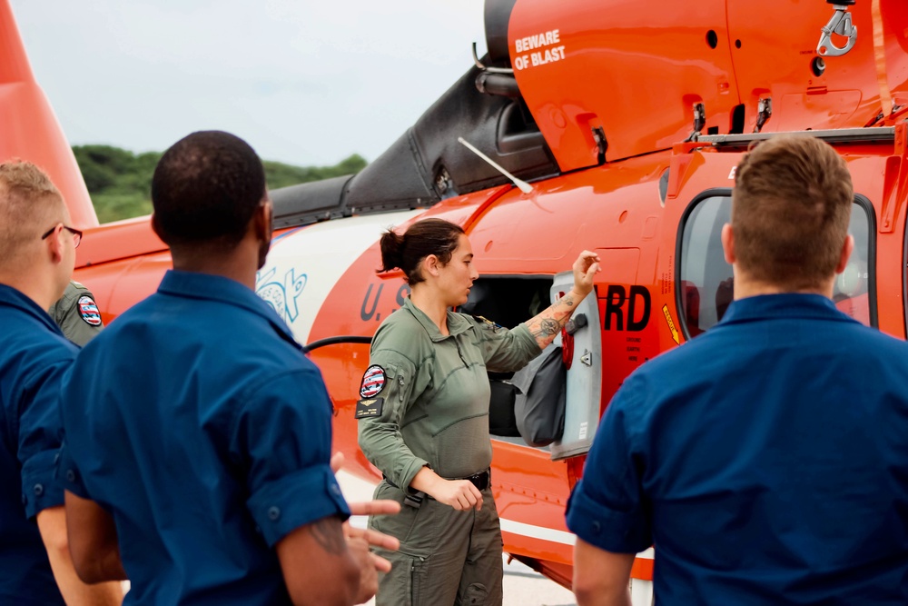 U.S. Coast Guard Dolphin helicopter crew trains in Guam