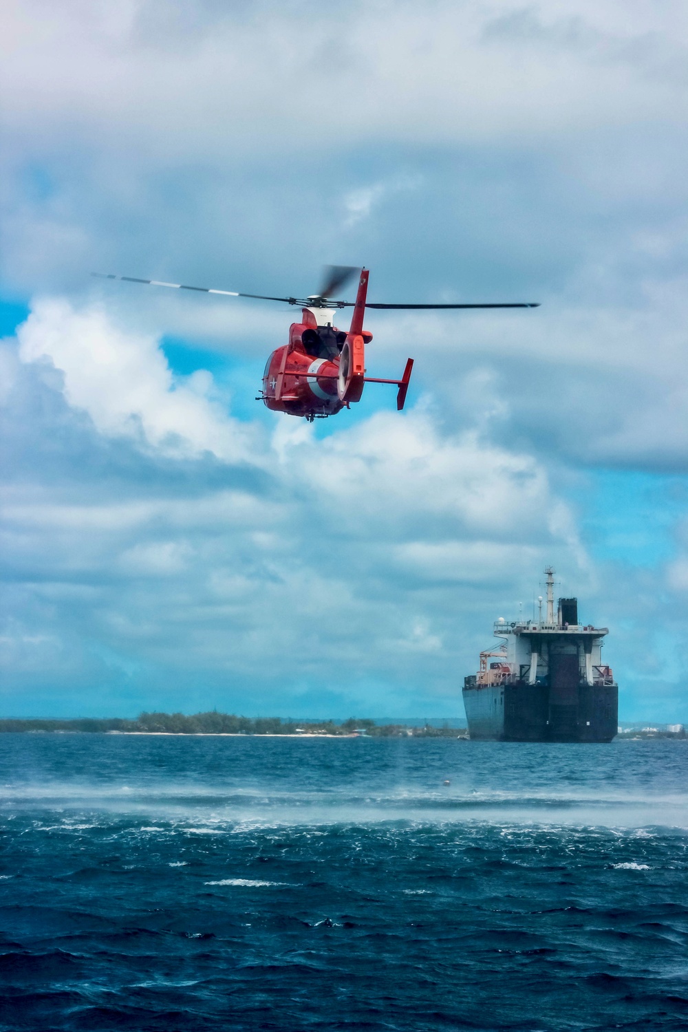 U.S. Coast Guard Dolphin helicopter crew trains in Guam