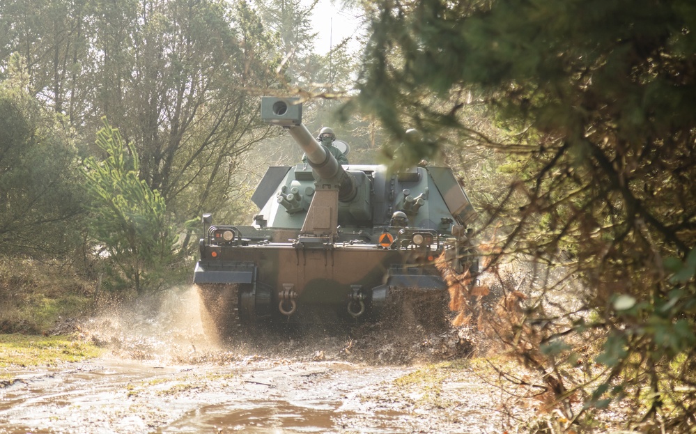 Polish soldiers Maneuver the AHS Krab during Dynamic Front 23