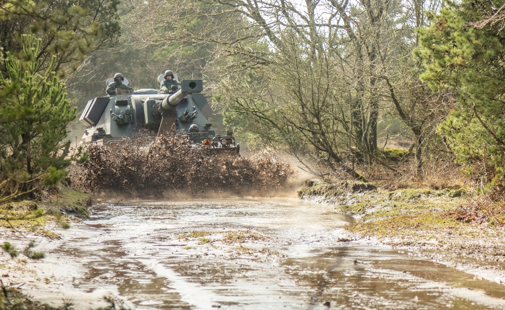 Polish soldiers Maneuver the AHS Krab during Dynamic Front 23