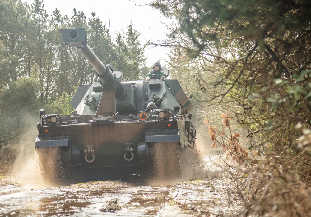 Polish soldiers Maneuver the AHS Krab during Dynamic Front 23