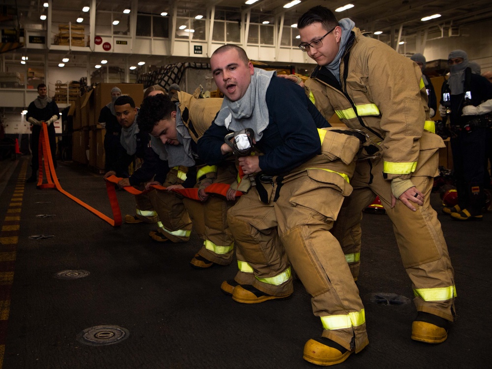 USS Carl Vinson (CVN) Sailors Conducts General Quarters Drills in Pacific Ocean