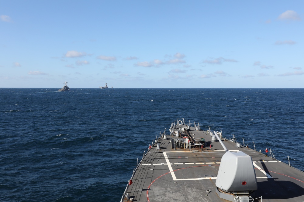 Carrier Strike Group 12 sails together during COMPTUEX