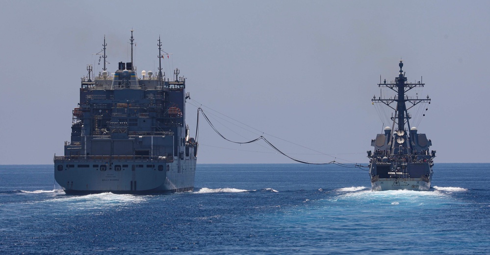 USS Milius (DDG 69) Conducts Underway Replenishment with USNS Wally Schirra (T-AKE 8)