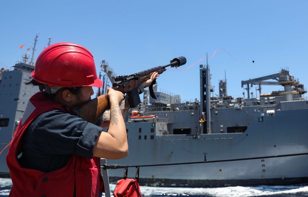 USS Milius (DDG 69) Conducts Underway Replenishment with USNS Wally Schirra (T-AKE 8)