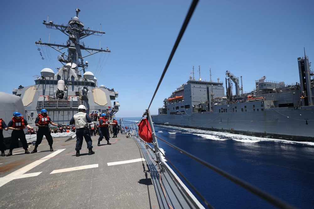 USS Milius (DDG 69) Conducts Underway Replenishment with USNS Wally Schirra (T-AKE 8)